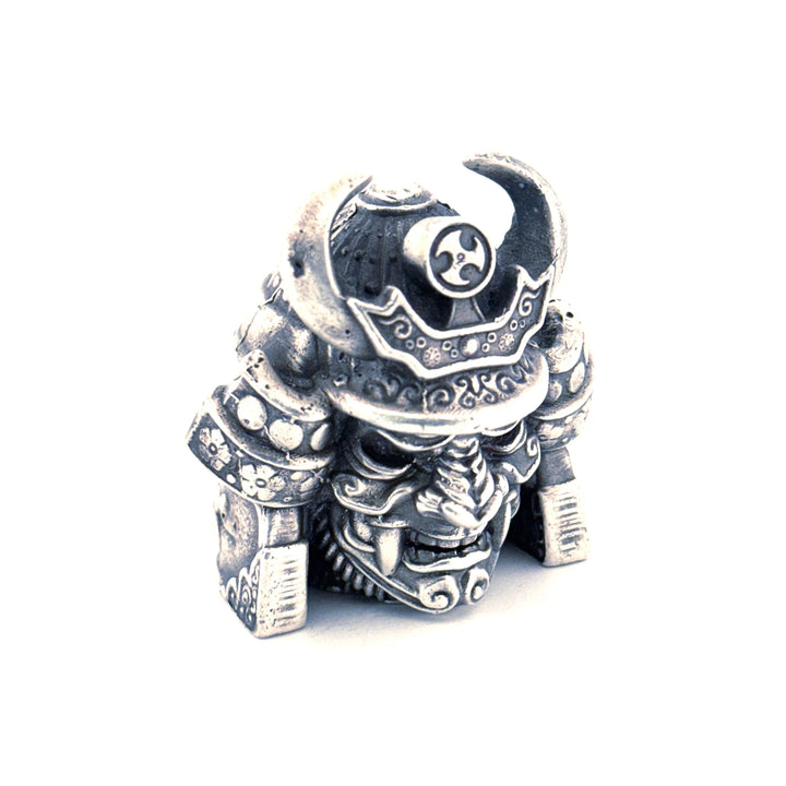 Samurai Head hand-poured 999+ silver statue by Gold Spartan