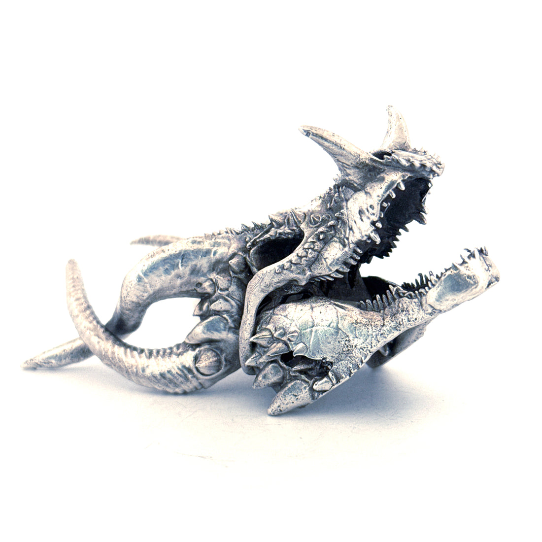 Dragon Skull V2 hand-poured 999+ silver statue by Gold Spartan