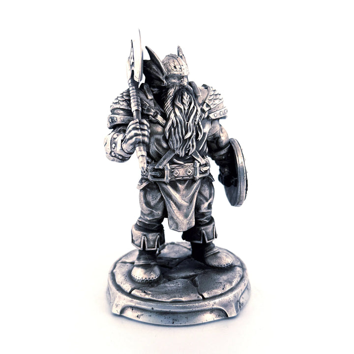 Dwarf Warrior hand-poured 999+ silver statue by Gold Spartan