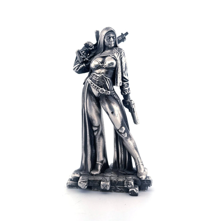Nun with a Gun hand-poured 999+ silver statue by Gold Spartan