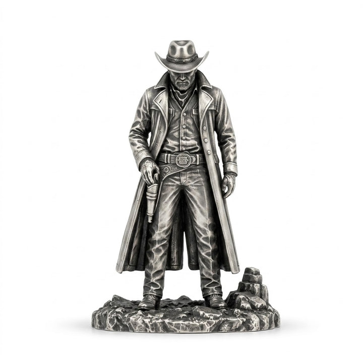 Gunslinger hand-poured 999+ silver statue by Gold Spartan