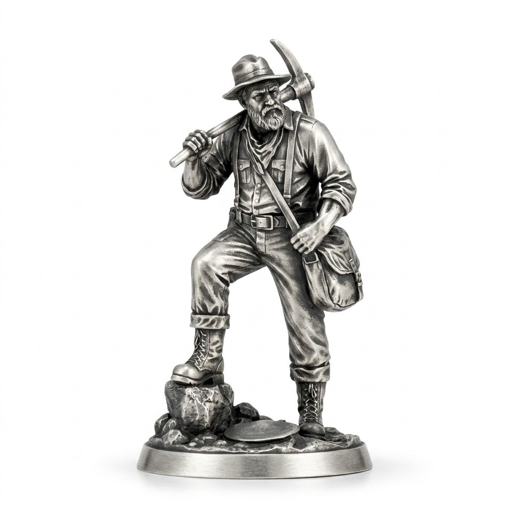 Prospector V3 hand-poured 999+ silver statue by Gold Spartan