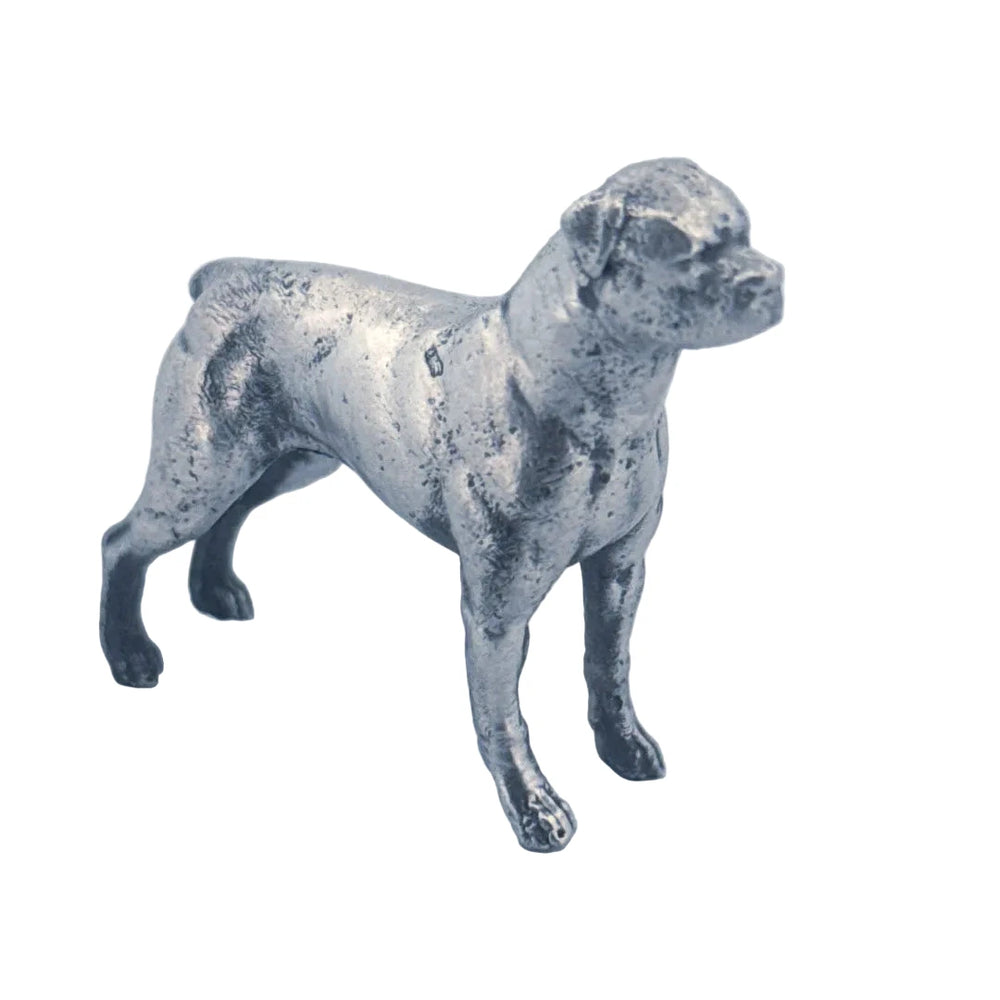 Rottweiler hand-poured 999+ silver statue by Gold Spartan