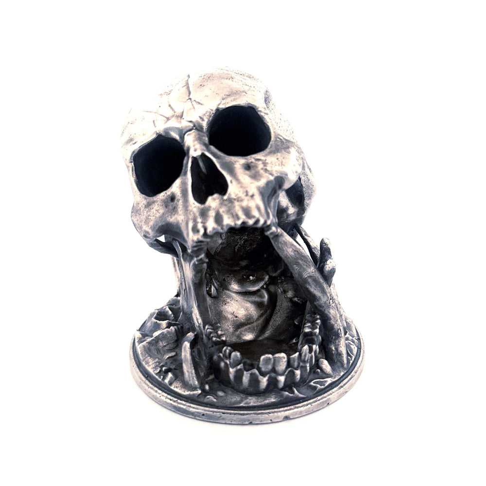 Skull Cave hand-poured 999+ silver statue by Gold Spartan