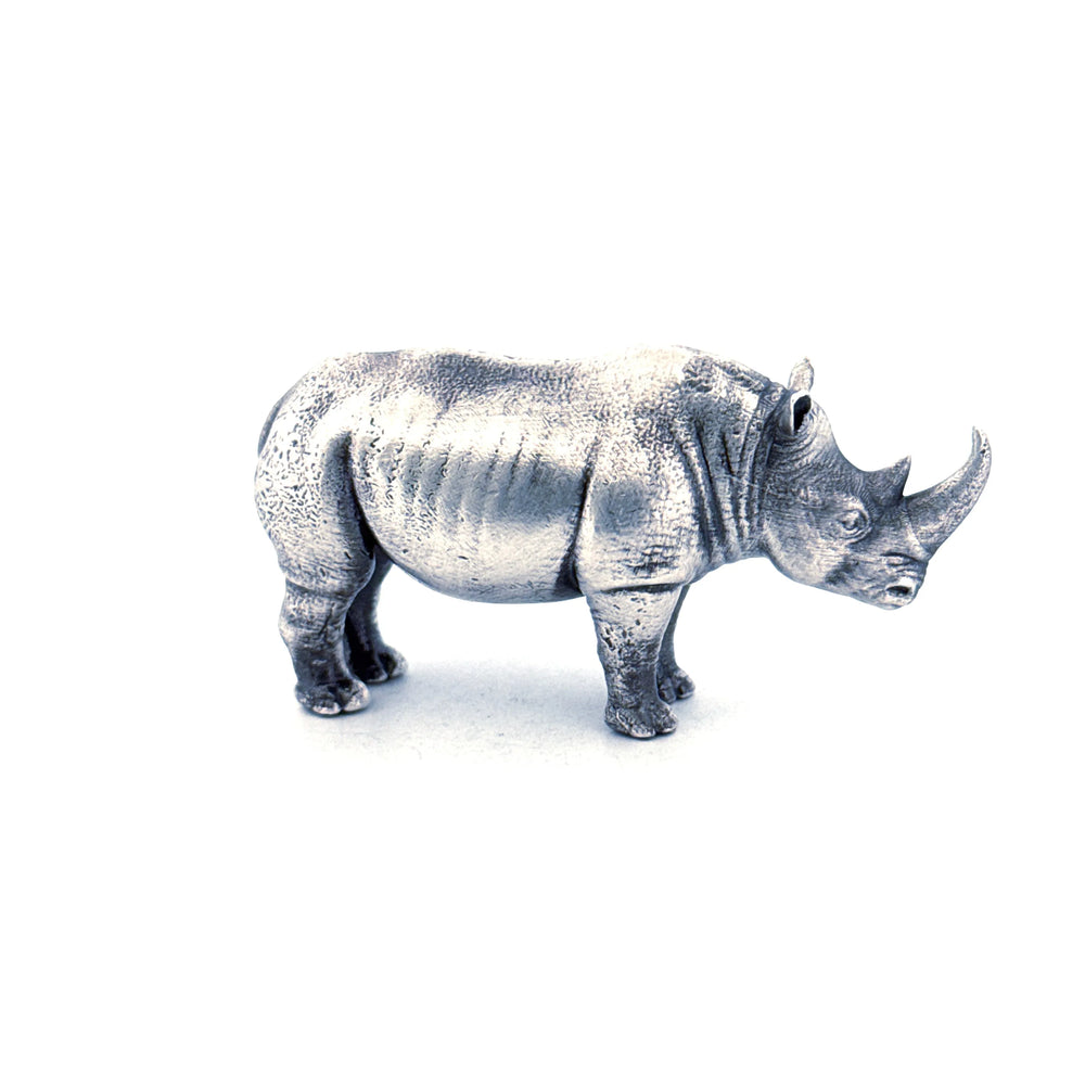 Rhino hand-poured 999+ silver statue by Gold Spartan