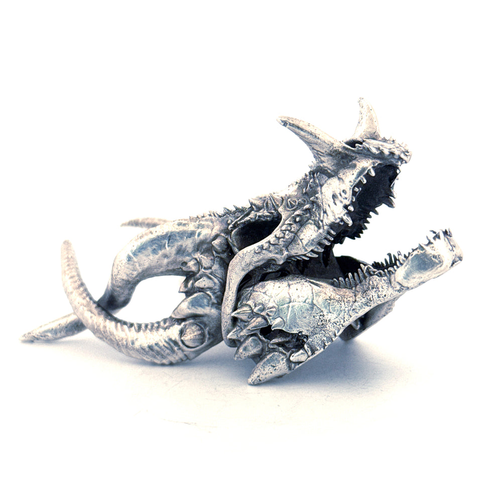 Dragon Skull V2 hand-poured 999+ silver statue by Gold Spartan