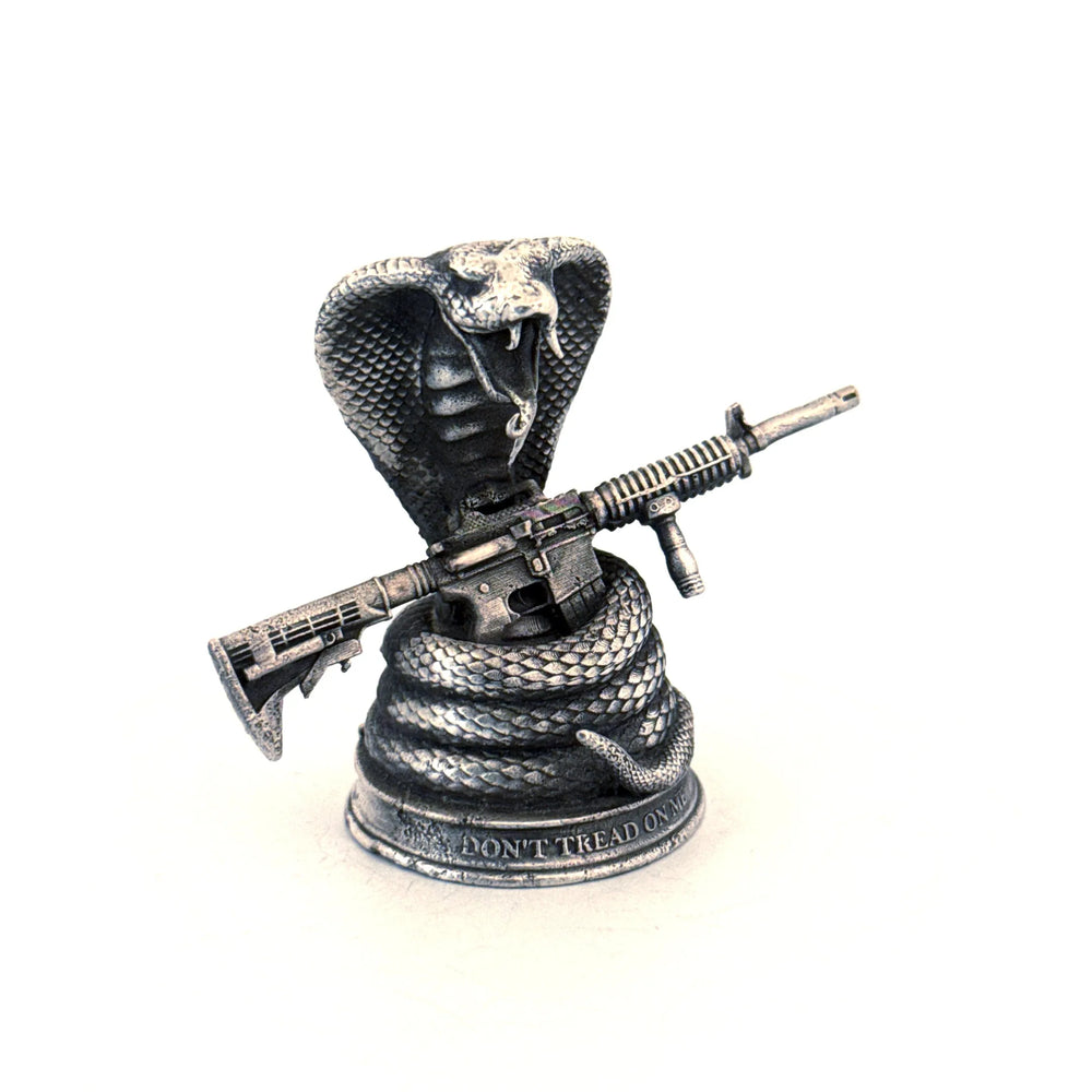Don't Tread On Me Cobra hand-poured 999+ silver statue by Gold Spartan