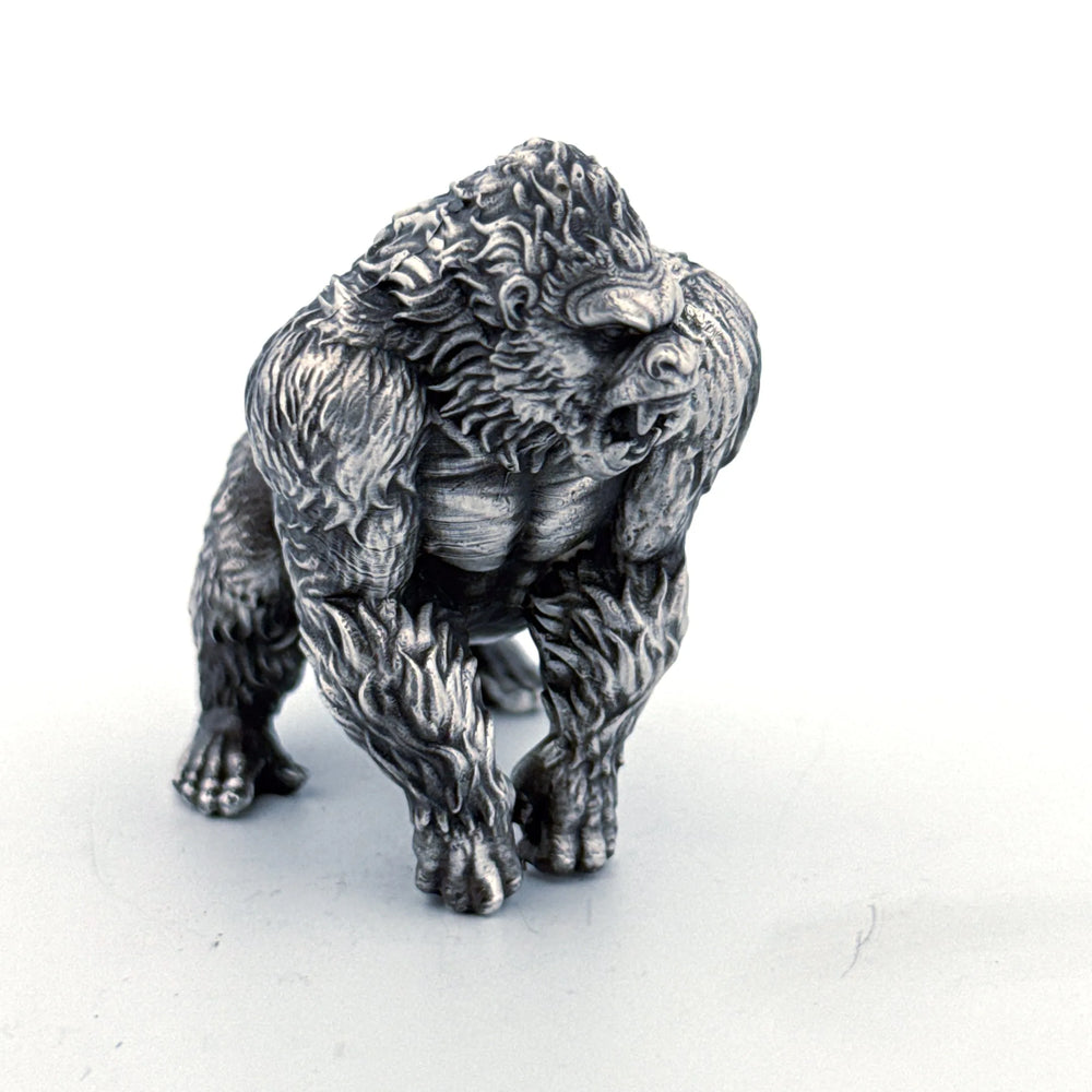 Gorilla hand-poured 999+ silver statue by Gold Spartan