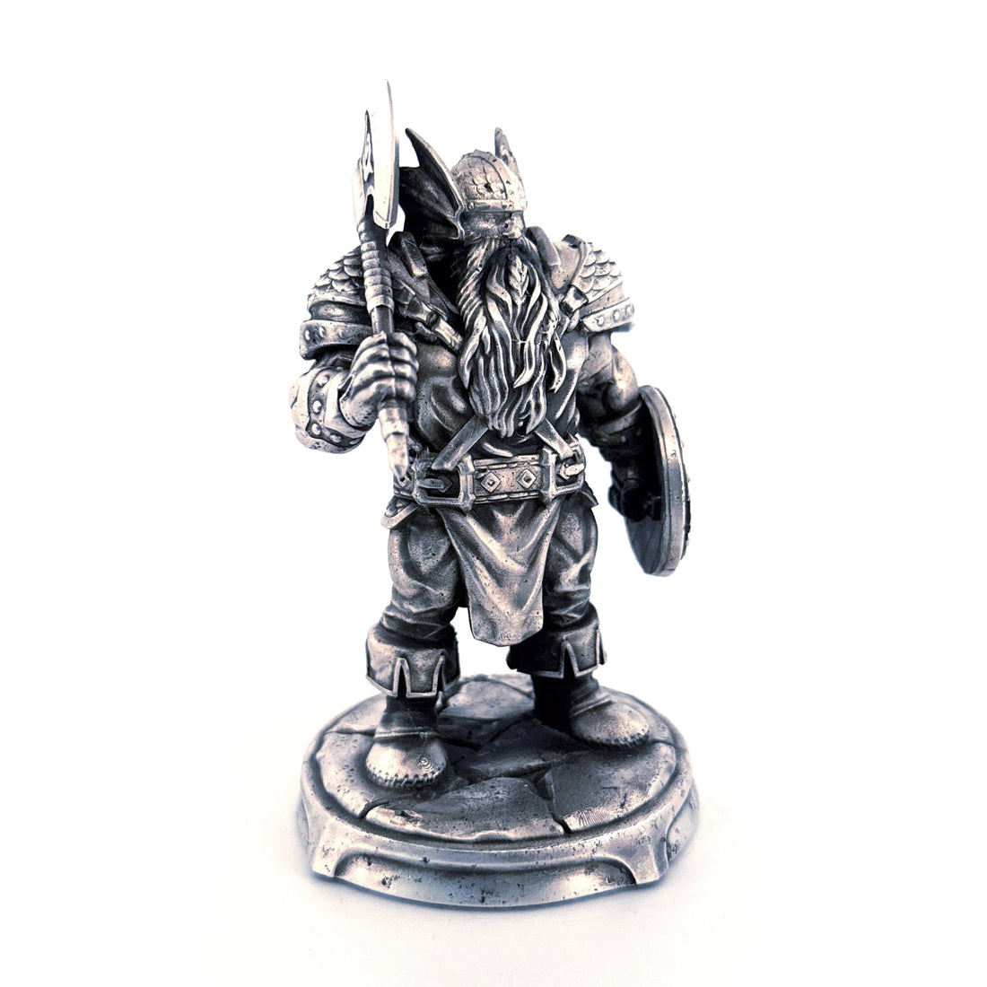 Dwarf Warrior hand-poured 999+ silver statue by Gold Spartan
