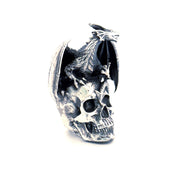 Dragon on Skull V2 hand-poured 999+ silver statue by Gold Spartan
