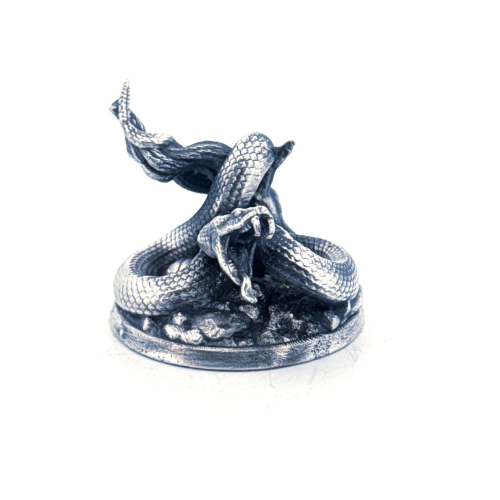 Rattlesnake hand-poured 999+ silver statue by Gold Spartan