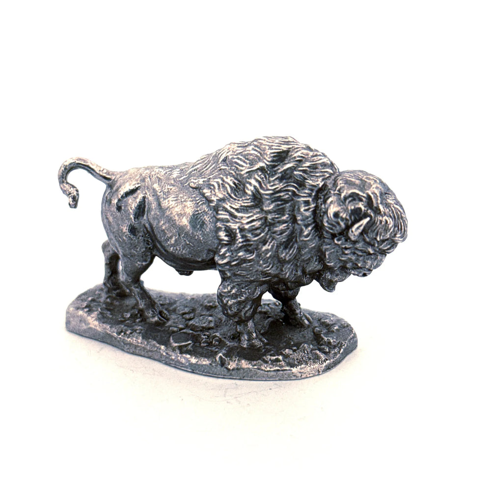 Buffalo hand-poured 999+ silver statue by Gold Spartan
