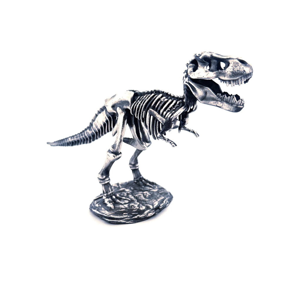 T-Rex Skeleton hand-poured 999+ silver statue by Gold Spartan