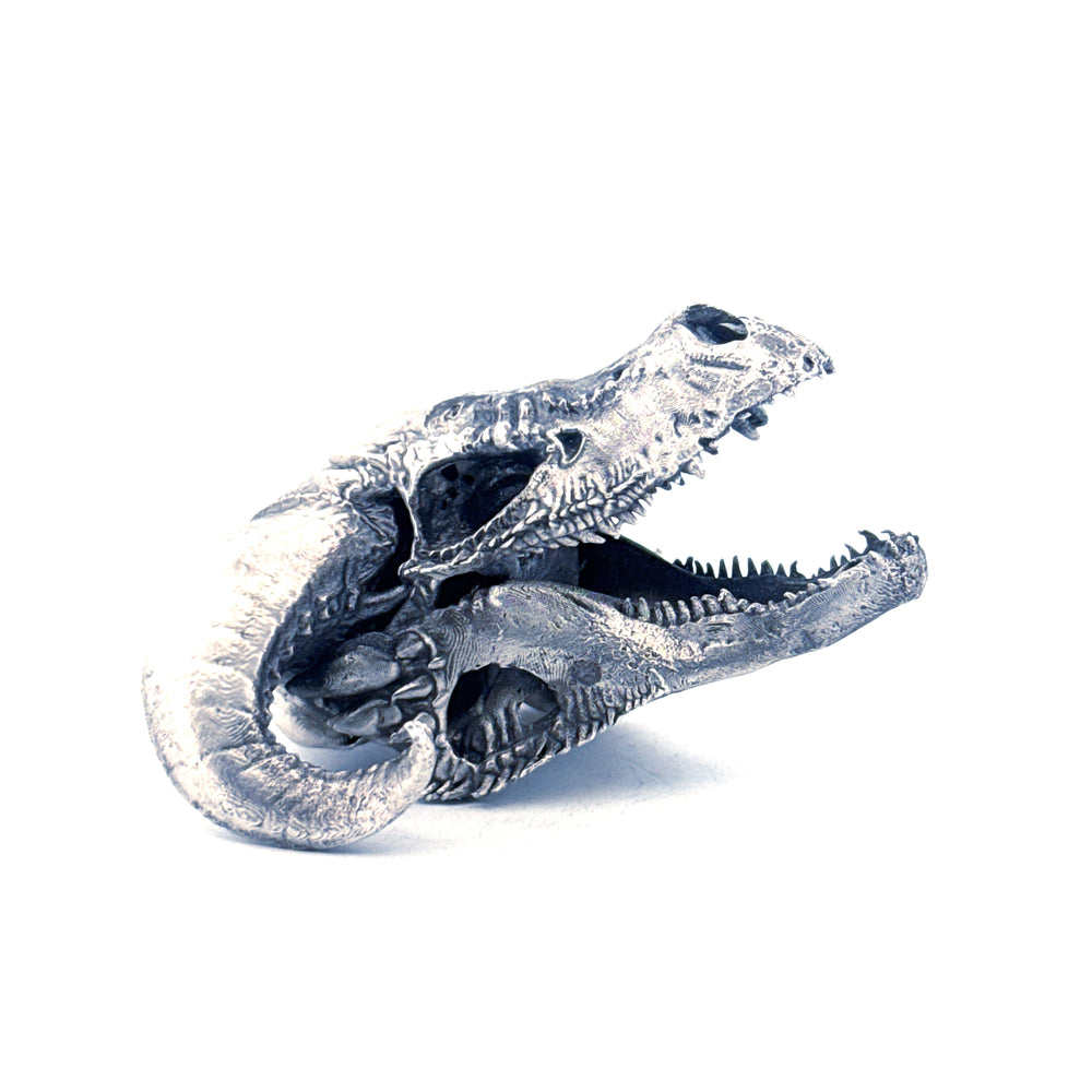 Dragon Skull hand-poured 999+ silver statue by Gold Spartan