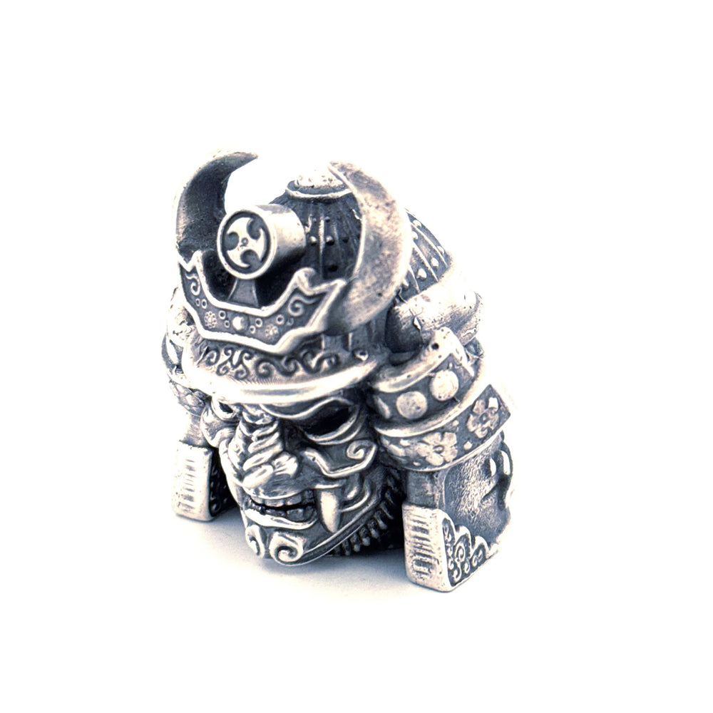 Samurai Head hand-poured 999+ silver statue by Gold Spartan