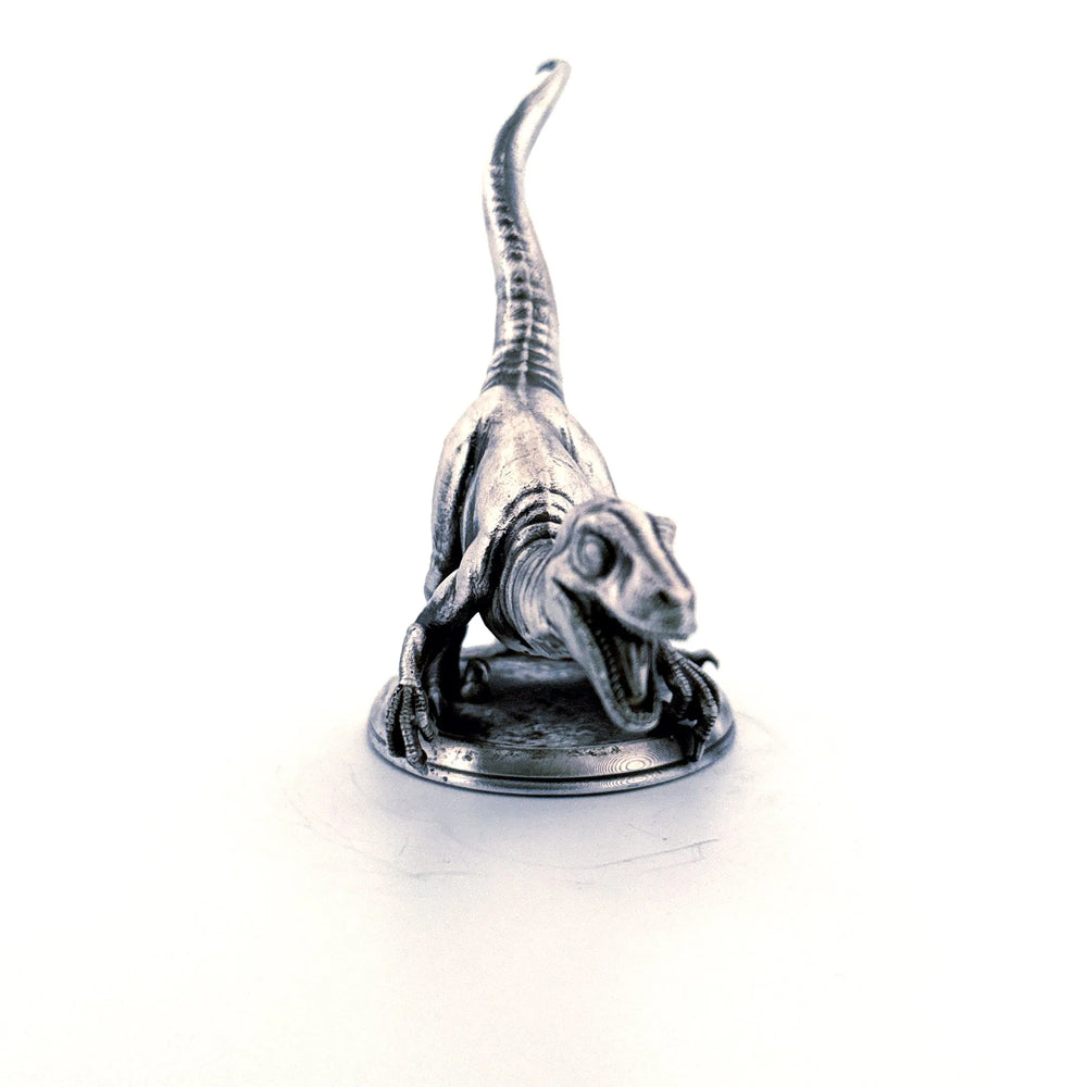 Velociraptor hand-poured 999+ silver statue by Gold Spartan