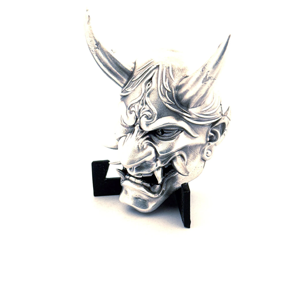 Oni Mask hand-poured 999+ silver statue by Gold Spartan