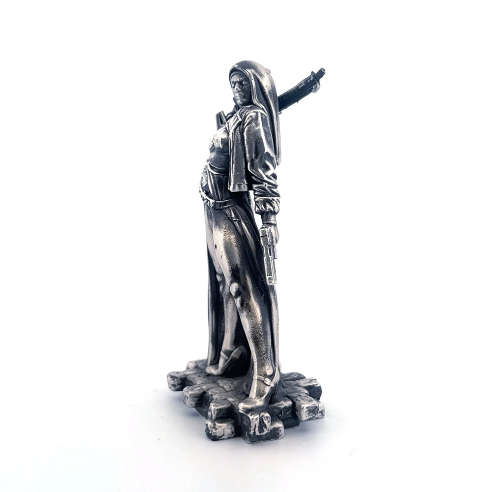 Nun with a Gun hand-poured 999+ silver statue by Gold Spartan