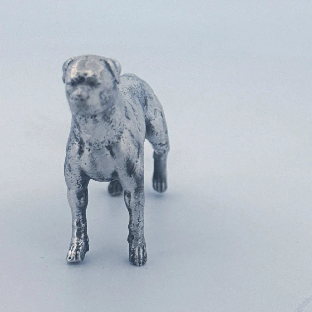 Rottweiler hand-poured 999+ silver statue by Gold Spartan