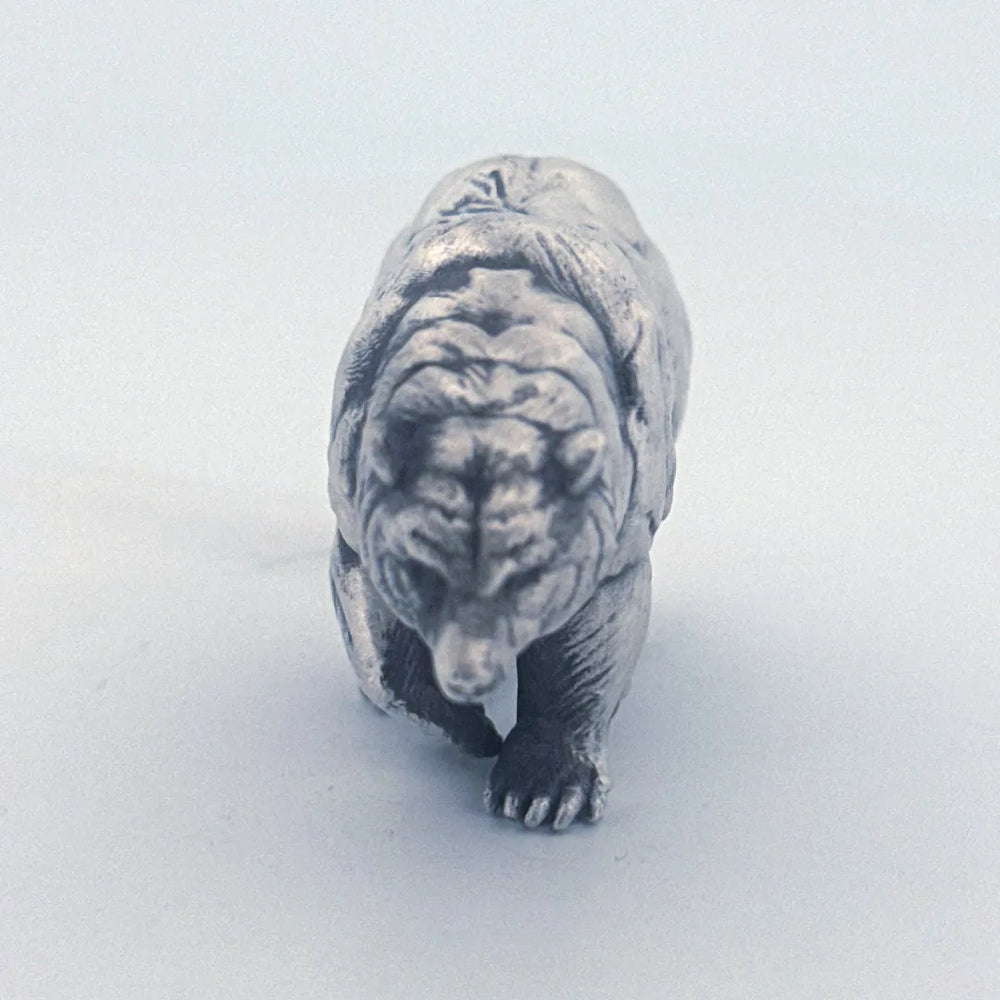 Bear hand-poured 999+ silver statue by Gold Spartan