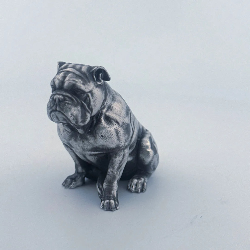 Bulldog hand-poured 999+ silver statue by Gold Spartan