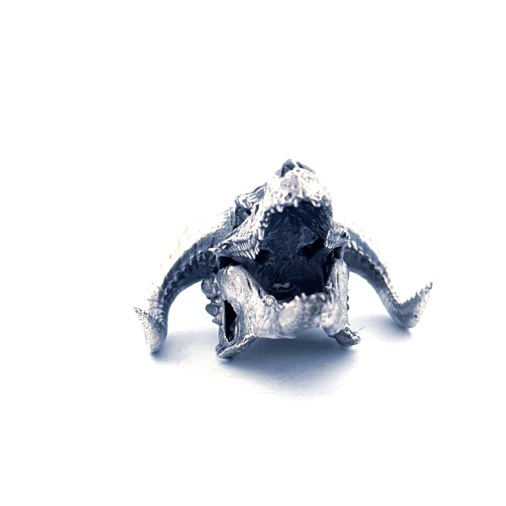 Dragon Skull hand-poured 999+ silver statue by Gold Spartan