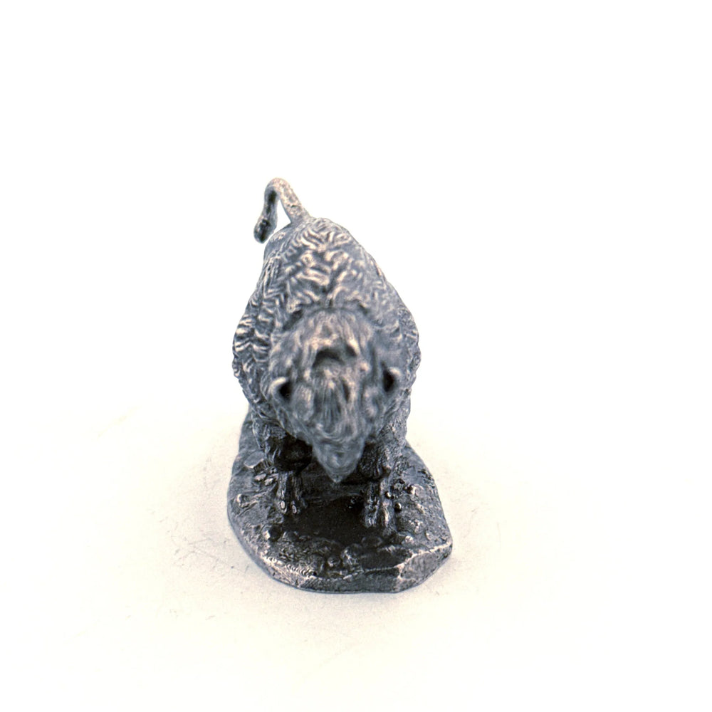 Buffalo hand-poured 999+ silver statue by Gold Spartan