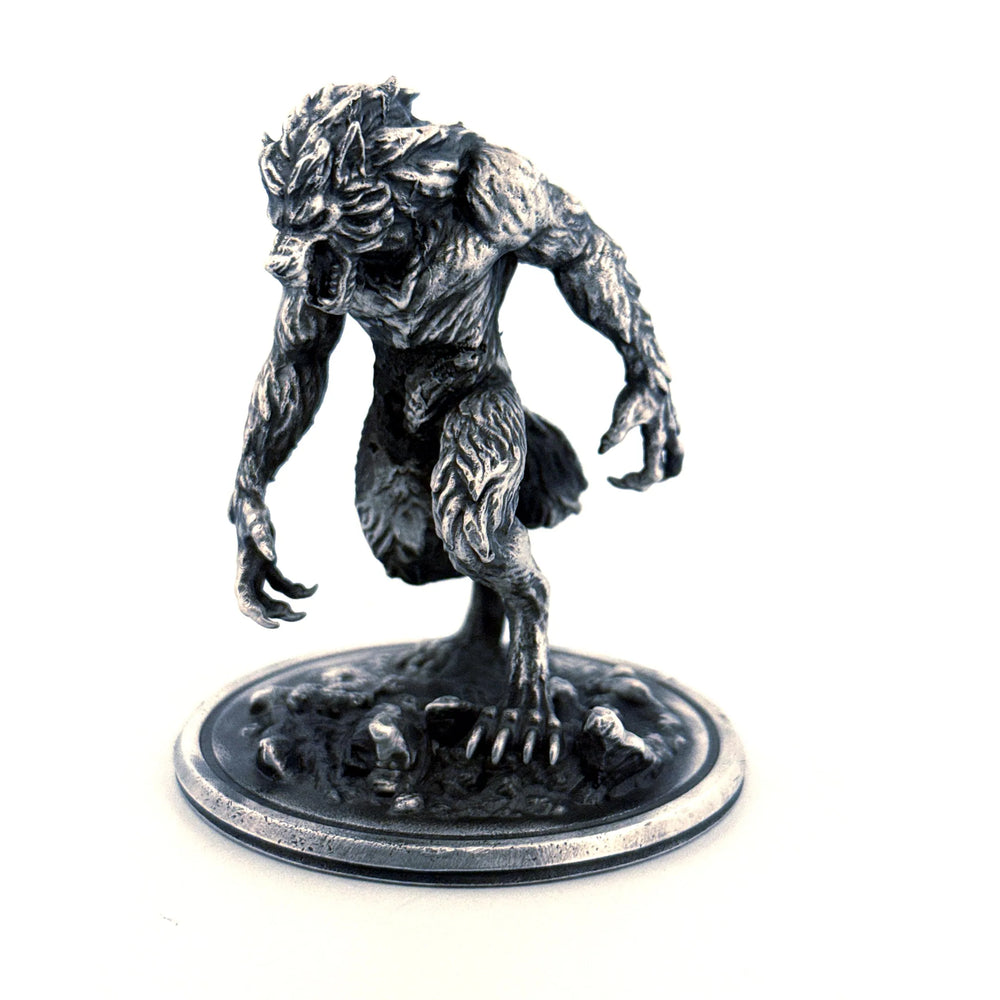 Werewolf hand-poured 999+ silver statue by Gold Spartan
