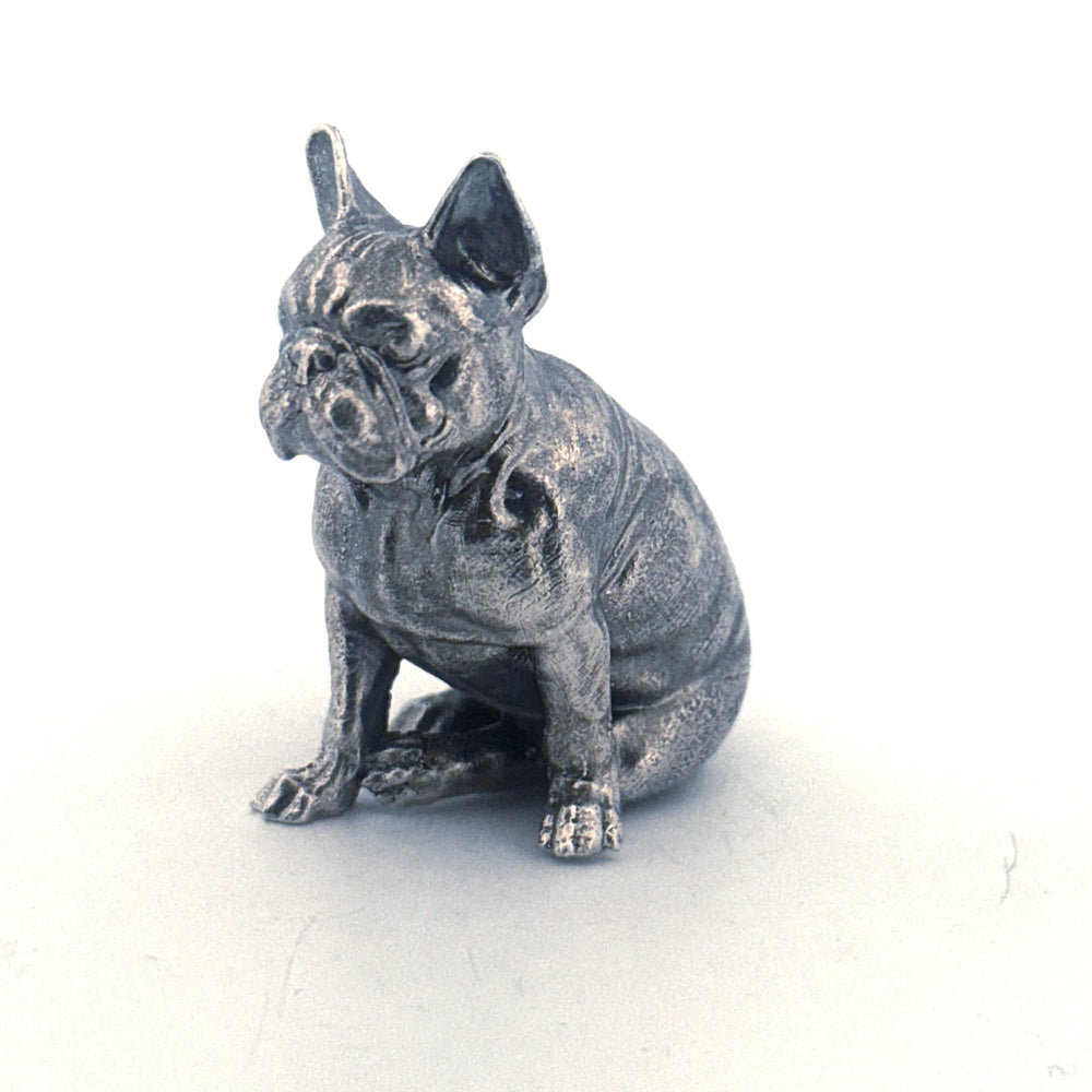 French Bulldog hand-poured 999+ silver statue by Gold Spartan