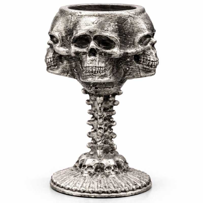Four Skulls Chalice hand-poured 999+ silver statue by Gold Spartan