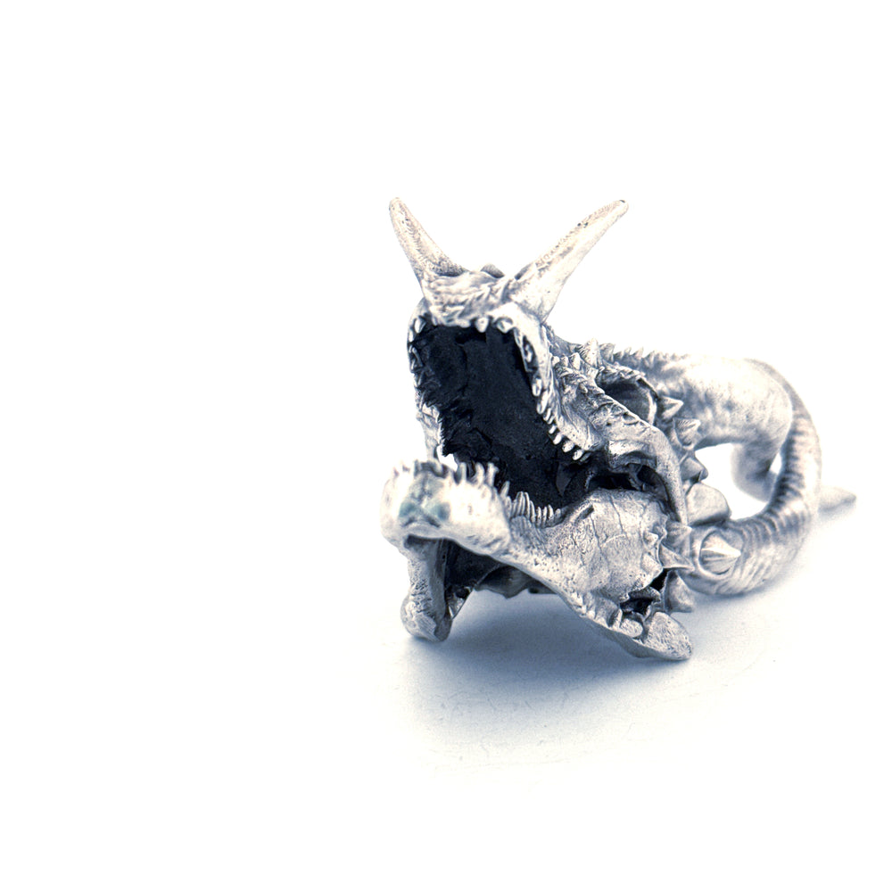 Dragon Skull V2 hand-poured 999+ silver statue by Gold Spartan