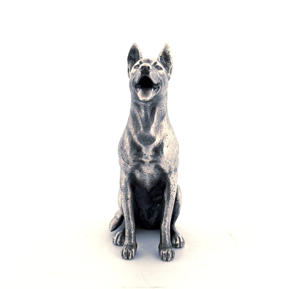 German Shepherd hand-poured 999+ silver statue by Gold Spartan