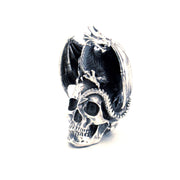 Dragon on Skull V2 hand-poured 999+ silver statue by Gold Spartan