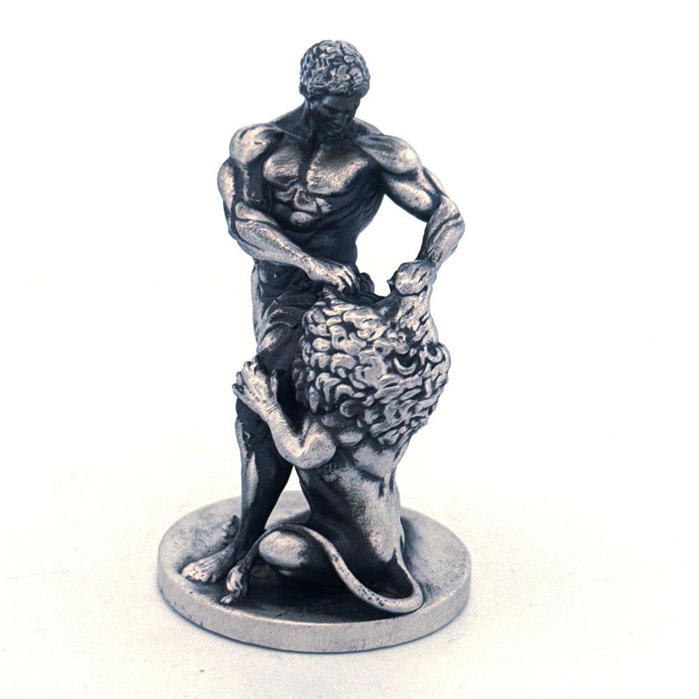 Samson Vs Lion hand-poured 999+ silver statue by Gold Spartan
