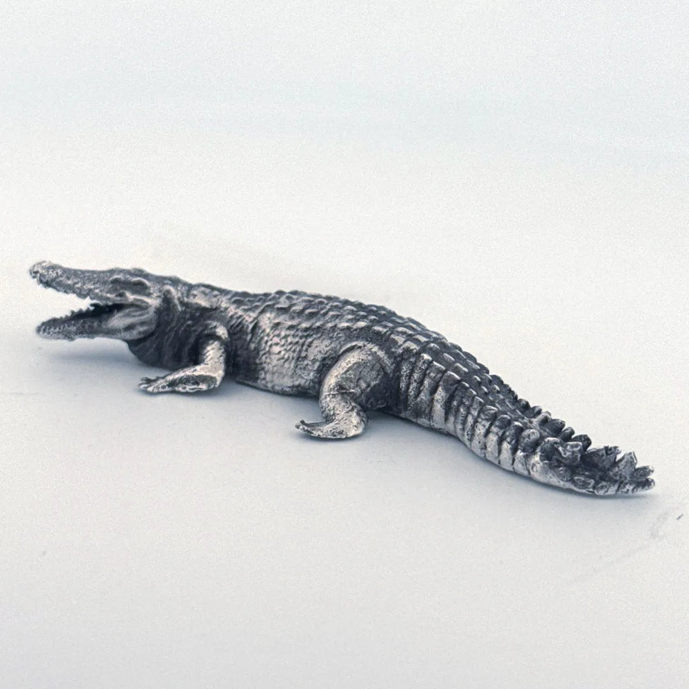 Crocodile hand-poured 999+ silver statue by Gold Spartan