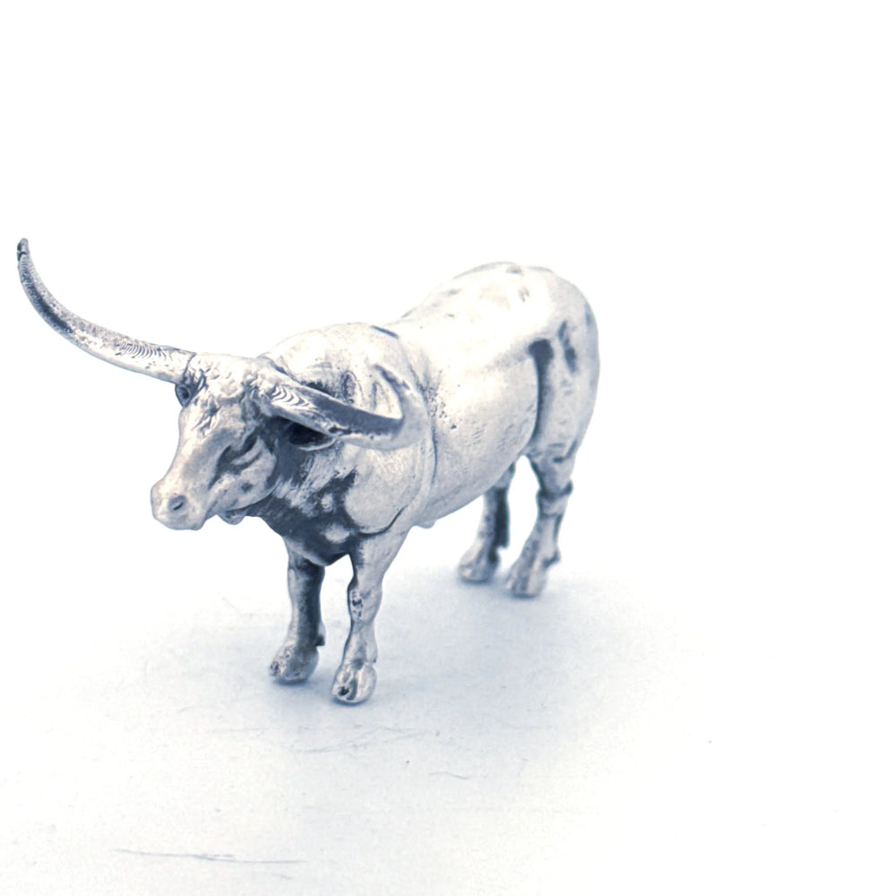 Longhorn hand-poured 999+ silver statue by Gold Spartan