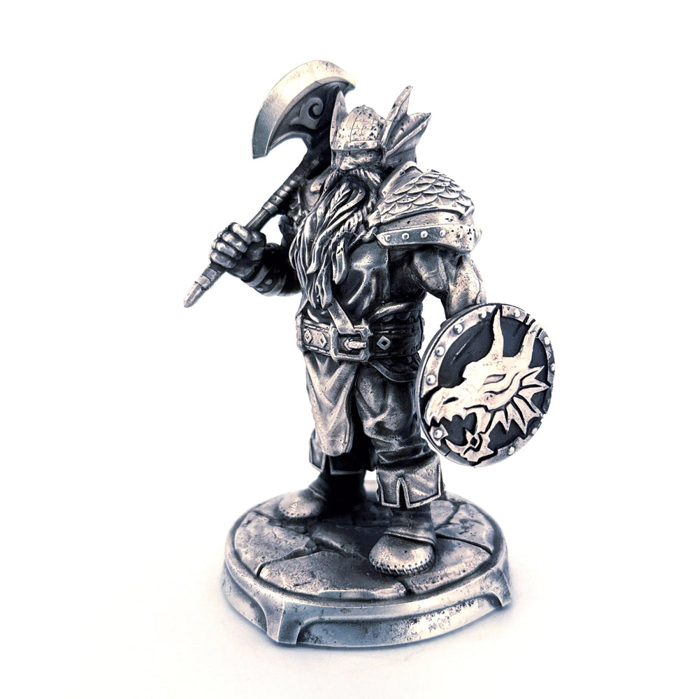 Dwarf Warrior hand-poured 999+ silver statue by Gold Spartan