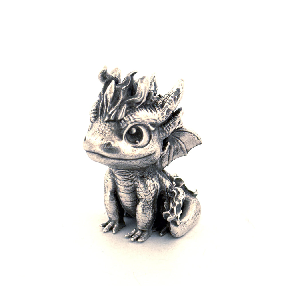 Baby Fire Dragon hand-poured 999+ silver statue by Gold Spartan