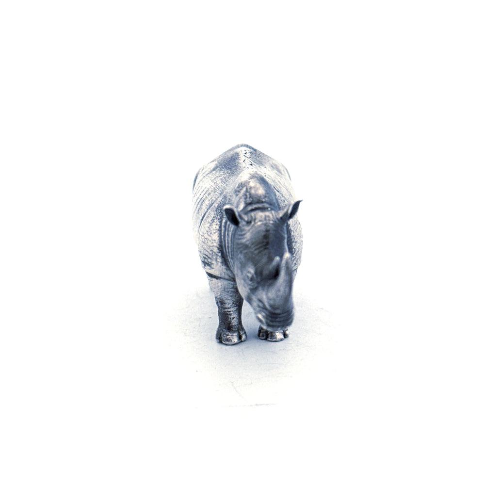 Rhino hand-poured 999+ silver statue by Gold Spartan