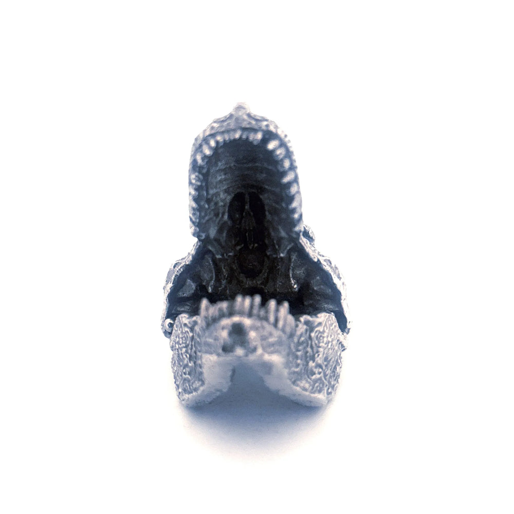 Decorated T-Rex Skull hand-poured 999+ silver statue by Gold Spartan
