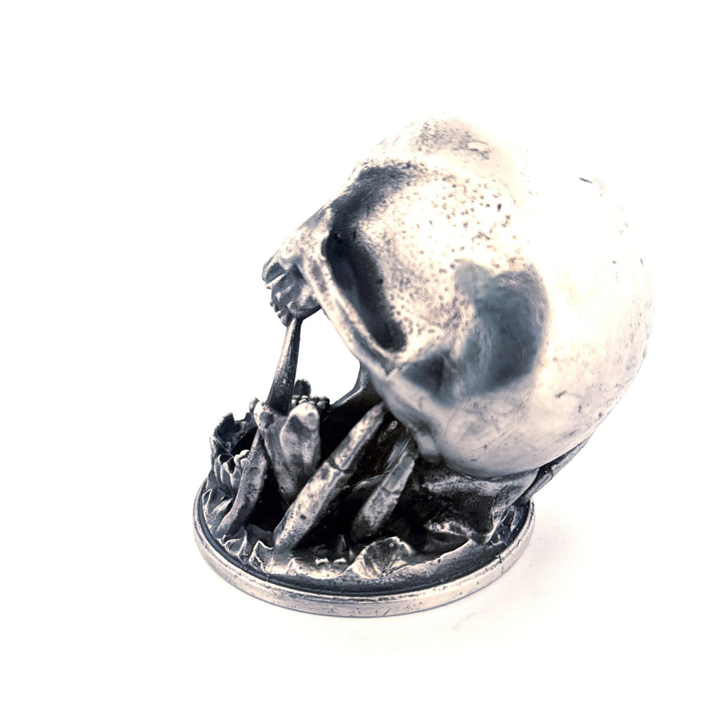 Skull Cave hand-poured 999+ silver statue by Gold Spartan
