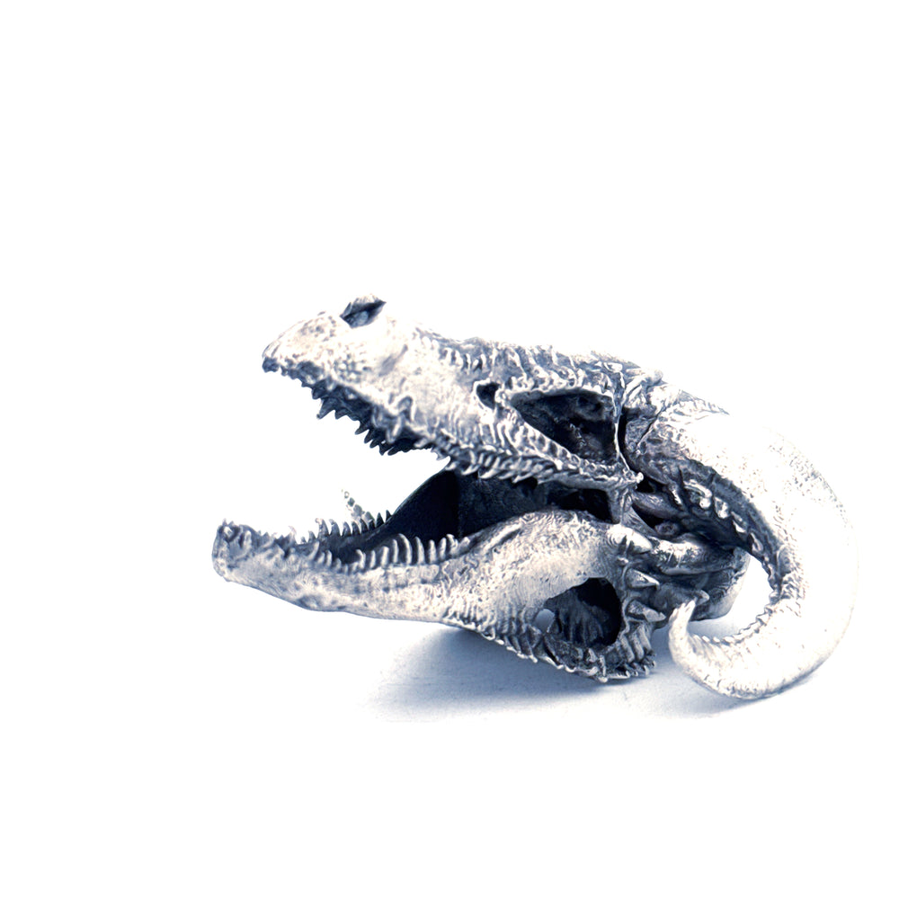 Dragon Skull hand-poured 999+ silver statue by Gold Spartan