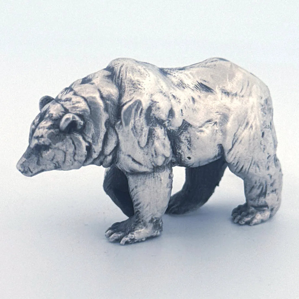 Bear hand-poured 999+ silver statue by Gold Spartan
