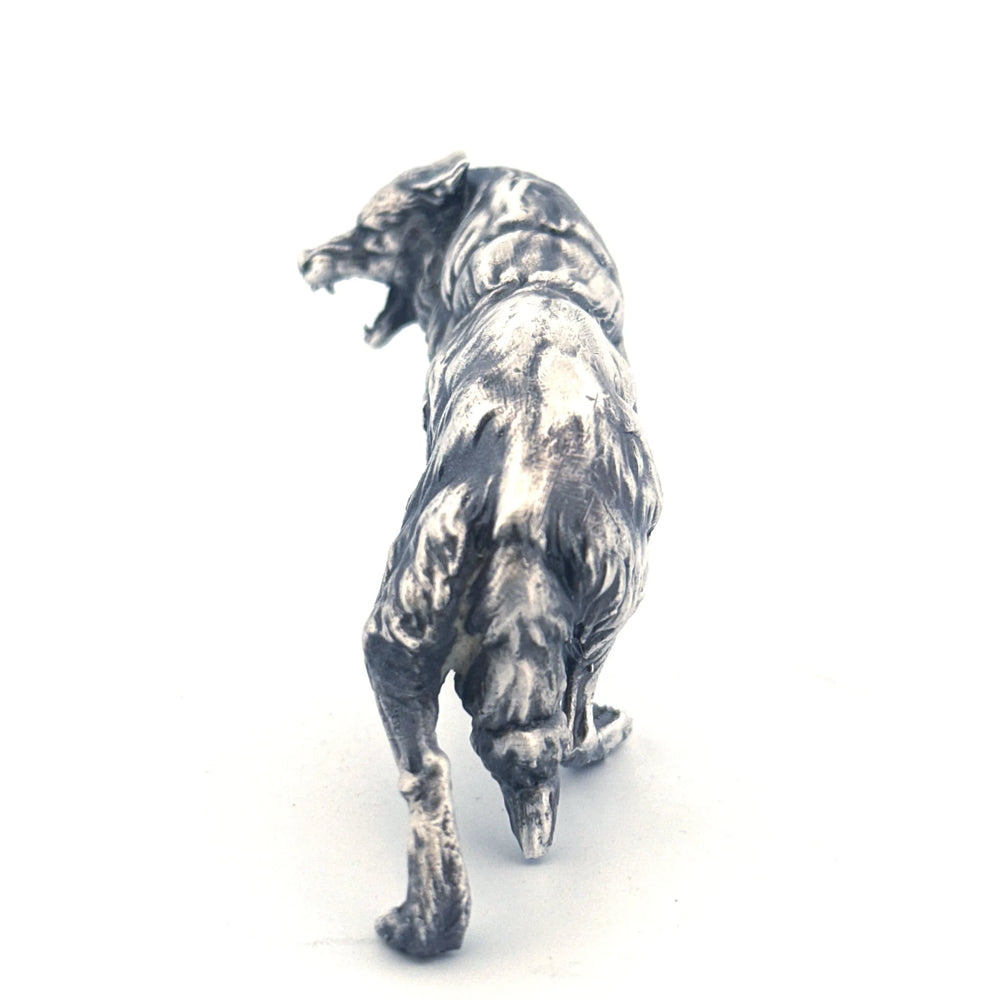 Wolf hand-poured 999+ silver statue by Gold Spartan
