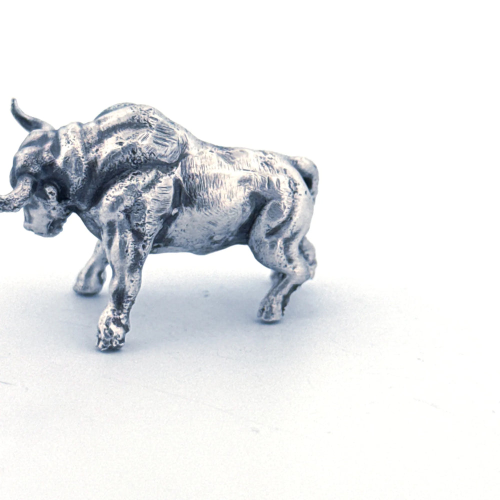 Angry Bull hand-poured 999+ silver statue by Gold Spartan