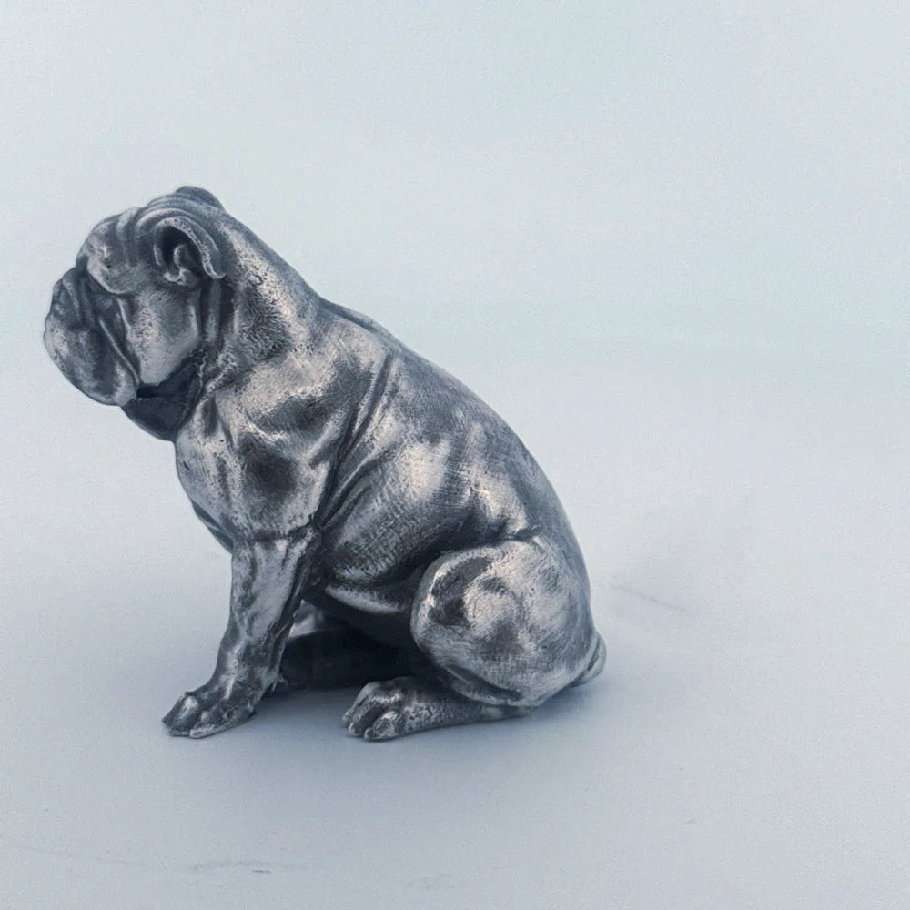 Bulldog hand-poured 999+ silver statue by Gold Spartan