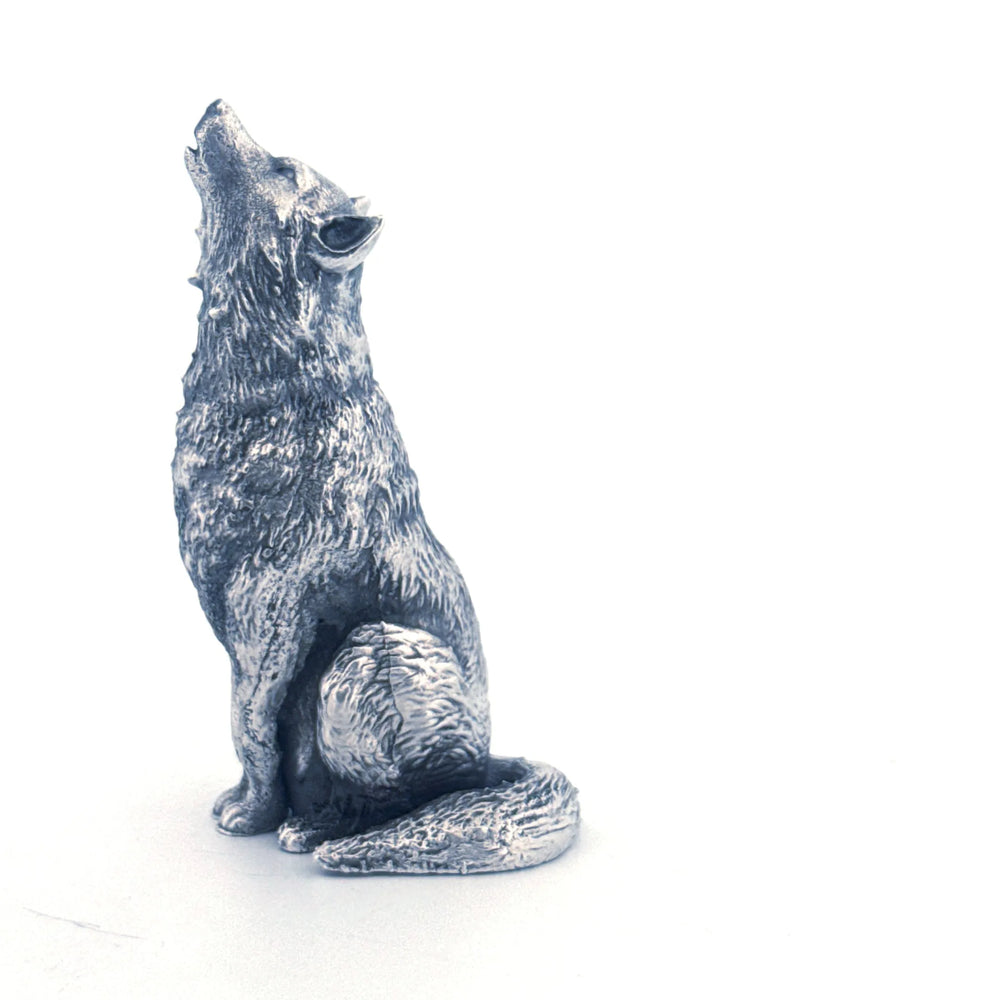 Howling Wolf hand-poured 999+ silver statue by Gold Spartan