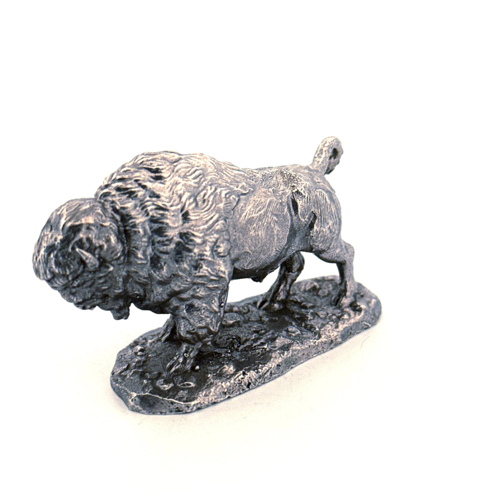 Buffalo hand-poured 999+ silver statue by Gold Spartan