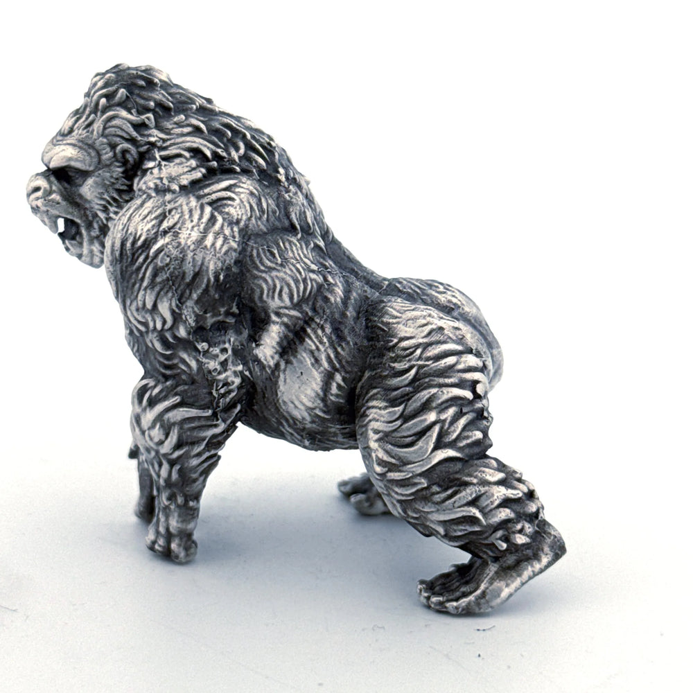 Gorilla hand-poured 999+ silver statue by Gold Spartan