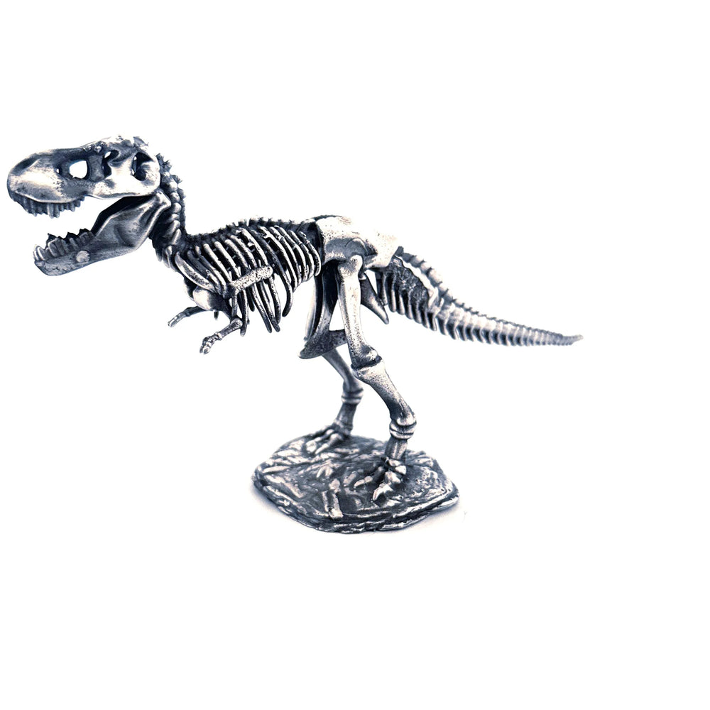 T-Rex Skeleton hand-poured 999+ silver statue by Gold Spartan